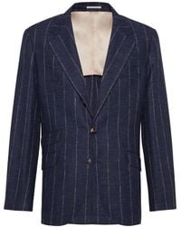 Brunello Cucinelli - Striped Single-Breasted Blazer - Lyst