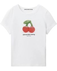 Alexander Wang - Fitted Ringer T-Shirt W/ Cherry Graphic - Lyst