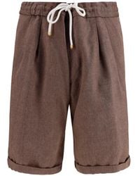 Brunello Cucinelli - Chevron-Pattern Pleated Shorts - Lyst