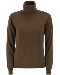 Max Mara - Msteducata Wool And Cashmere Knit Turtleneck Sweater With Ribbed Trims - Lyst