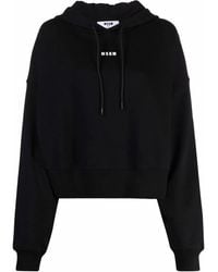 MSGM - Logo Print Cotton Hoodie - Lyst