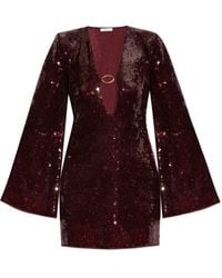 Oséree - Mini-Jurk Met Diepe V-Hals En Pailletten - Lyst