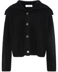 Yves Salomon - Sailor-Collar Ribbed-Knit Cardigan - Lyst