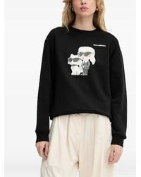 KARL LAGERFELD - Ikon Karl & Choupette-Print Sweatshirt - Lyst