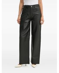 Won Hundred - Leren Broek Met Geplooide Voorkant - Lyst
