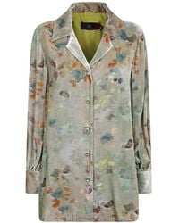 Hui Milano - Floral-Print Velvet Shirt - Lyst
