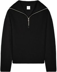 Courreges - Geribbelde Wollen Trui Met Capuchon - Lyst