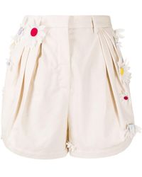 Rosie Assoulin Floral-appliqué Cotton Shorts - White