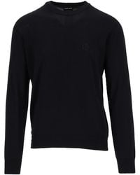 Giorgio Armani - Logo-Embroidered Virgin Wool Sweater - Lyst