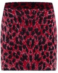 Laneus - Gebreide Mini-Rok Met Luipaardprint - Lyst