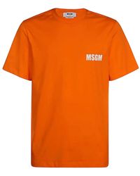 MSGM - Logo-Print Cotton T-Shirt - Lyst