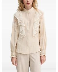 Bruuns Bazaar - Lace-Trimmed Ruffled Blouse - Lyst