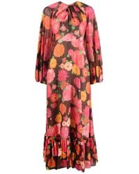 La DoubleJ - Eve Floral-Print Chiffon Dress - Lyst