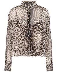 Ermanno Scervino - Silk Shirt, Animal Print, Classic Collar - Lyst