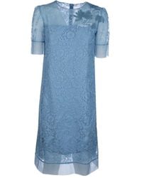 Ermanno Scervino - Floral-Embroidered Midi Dress - Lyst