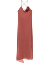 Blumarine - Floral-Appliqué Georgette Maxi Dress - Lyst
