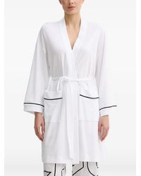DKNY - Logo-Embroidered Contrast-Trim Robe - Lyst
