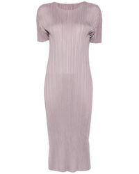 Pleats Please Issey Miyake - Pleated Short-Sleeve Midi Dress - Lyst