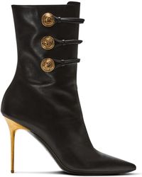 Balmain - Leather Alma Military Ankle Boots 95 - Lyst