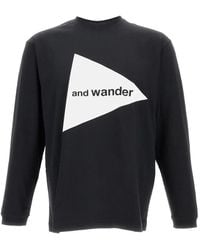 and wander - Camiseta Con Logo Estampado - Lyst