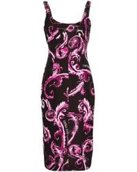 Versace Jeans Couture - Chromo Couture-Print Midi Dress - Lyst