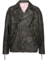 Acne Studios - Logo-Embossed Biker Leather Jacket - Lyst
