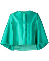 Alberta Ferretti - Satin-Trim Cape Jacket - Lyst