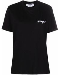 MSGM - Logo-Embroidered Cotton T-Shirt Clothing - Lyst