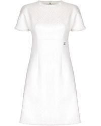 Dolce & Gabbana - Dna Appliqué-Logo Bouclé Mini Dress - Lyst