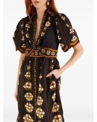 FARM Rio - Embroidered Flowers Midi Dress - Lyst