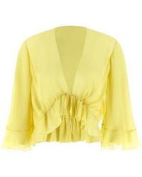 Alberta Ferretti - Drawstring Ruffled Blouse - Lyst