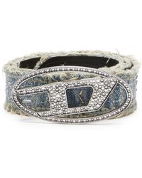 DIESEL - Leather-backed Denim Belt With Crystals - Lyst