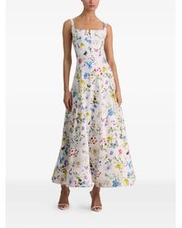 Alice + Olivia Haven Flared Midi Dress in White | Lyst