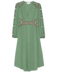Ba&sh - Robe Tina Embroidery Buttoned Midi Dress - Lyst
