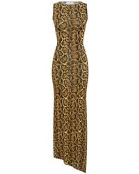 Marine Serre - Python Printed Jersey Asymmetrical Long Dress - Lyst