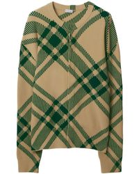 Burberry - Check-pattern Intarsia-knit Cardigan - Lyst