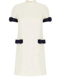 Valentino Garavani - Bow-Detail Short-Sleeve Mini Dress - Lyst