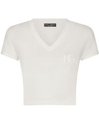 Dolce & Gabbana - T-shirt Met Geborduurd Logo - Lyst