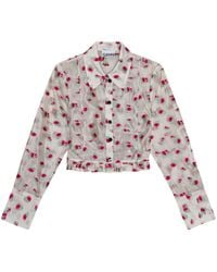 Ganni - Camisa de organza con estampado floral - Lyst