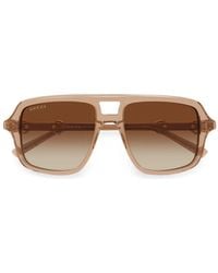 Gucci - Geometrische Sonnenbrille Mit Horsebit-Detail - Lyst