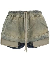 Rick Owens - Denim Shorts Met Trekkoord En Split - Lyst