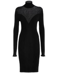 Genny - Sheer-Panel Ribbed-Knit Mini Dress - Lyst