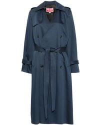 KENZO - Double-breasted Belted Trench Coat - Lyst