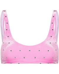 DSquared² - Crystal-embellished Velvet Bikini Top - Lyst