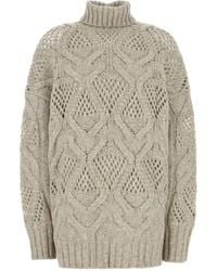 Sportmax - Chunky Cable-Knit Roll-Neck Jumper - Lyst