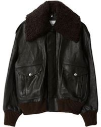 Burberry - Shearling-collar Leather Jacket - Lyst