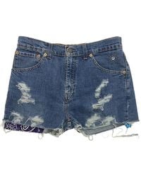 HTC - Distressed Bandana-Insert Denim Shorts - Lyst