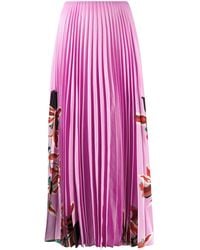 Valentino Garavani - Floral Print Pleated Skirt - Lyst