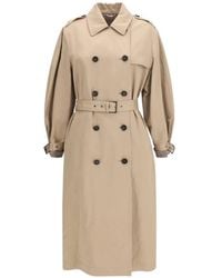 Brunello Cucinelli - Double-Breasted Belted Trench Coat - Lyst
