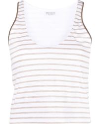 Brunello Cucinelli - ストライプ スクープネック トップ - Lyst